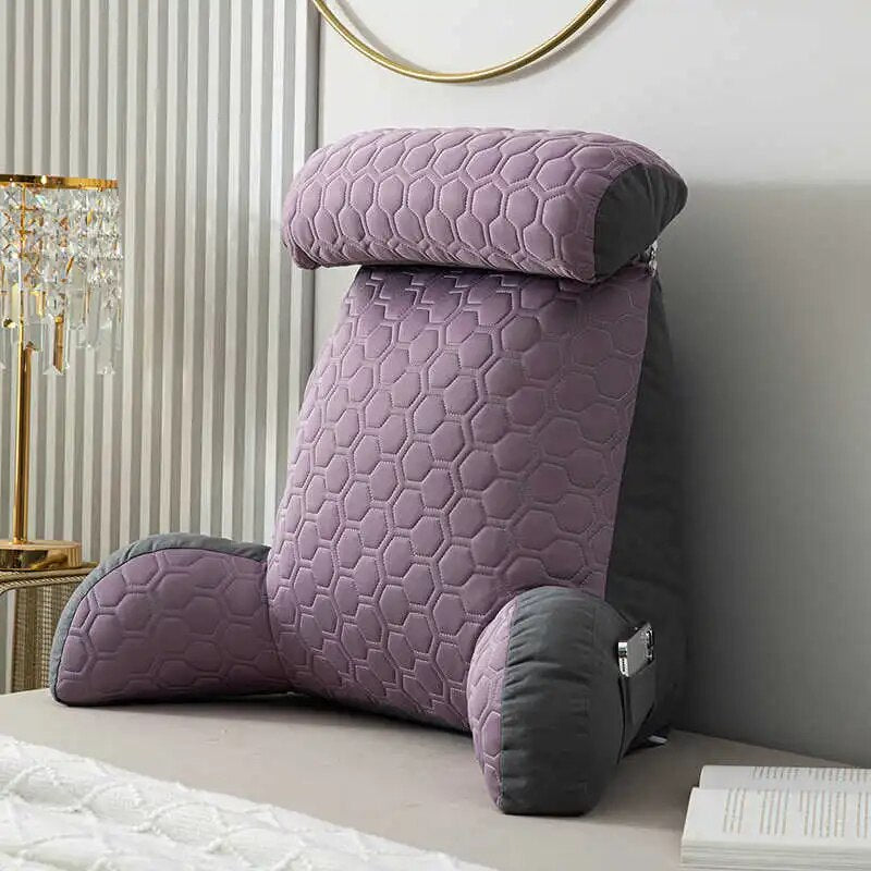 Quilted Backrest Pillow With Arms Bedrest Pillow Padded Quilted