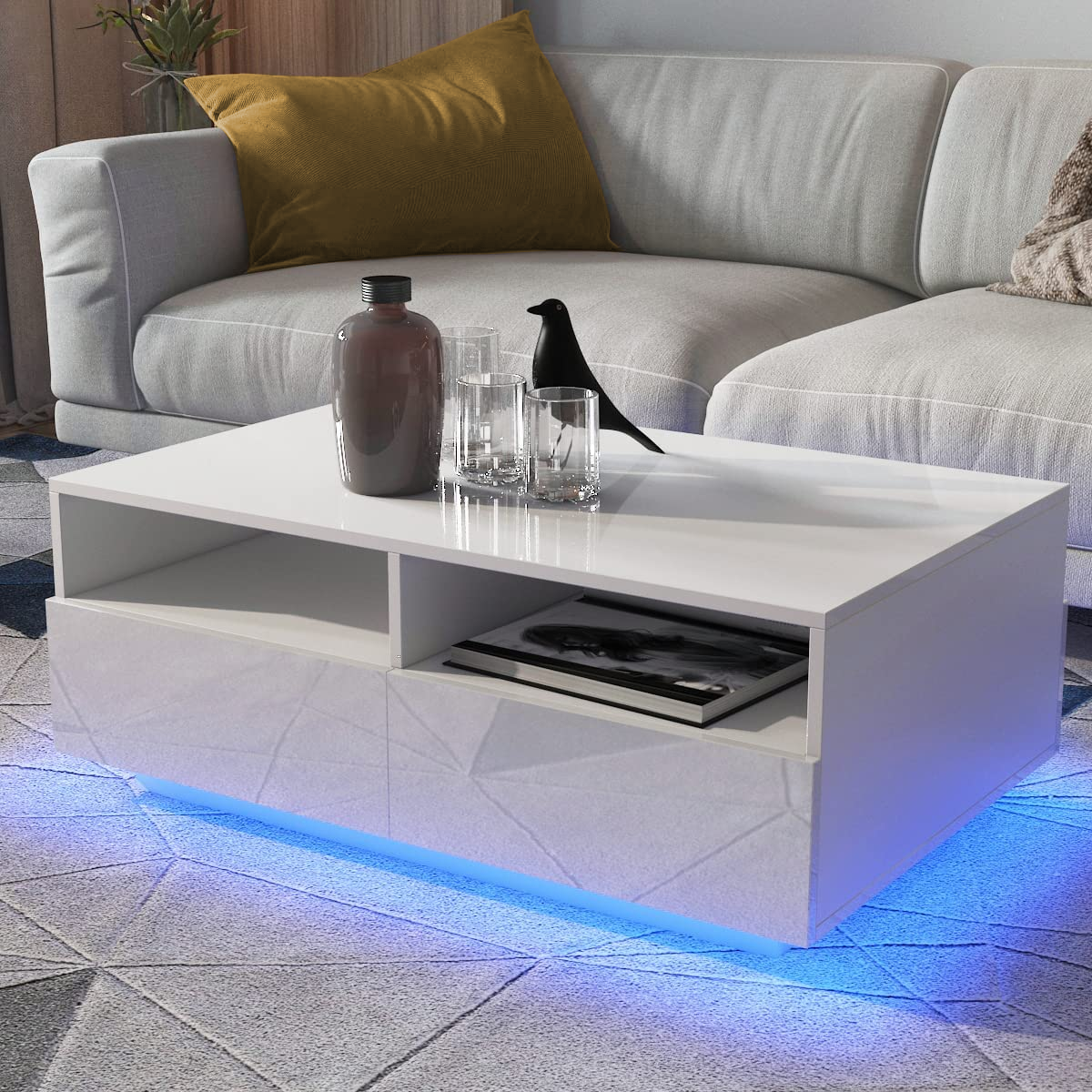 White Modern LED Coffee Table