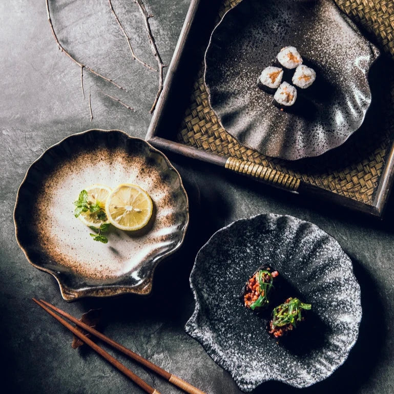 Rustic Seashell Ceramic Plates