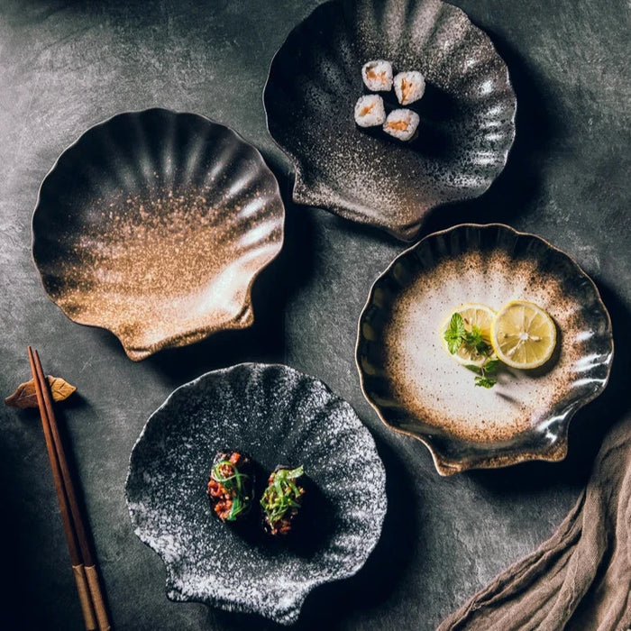 Rustic Seashell Ceramic Plates