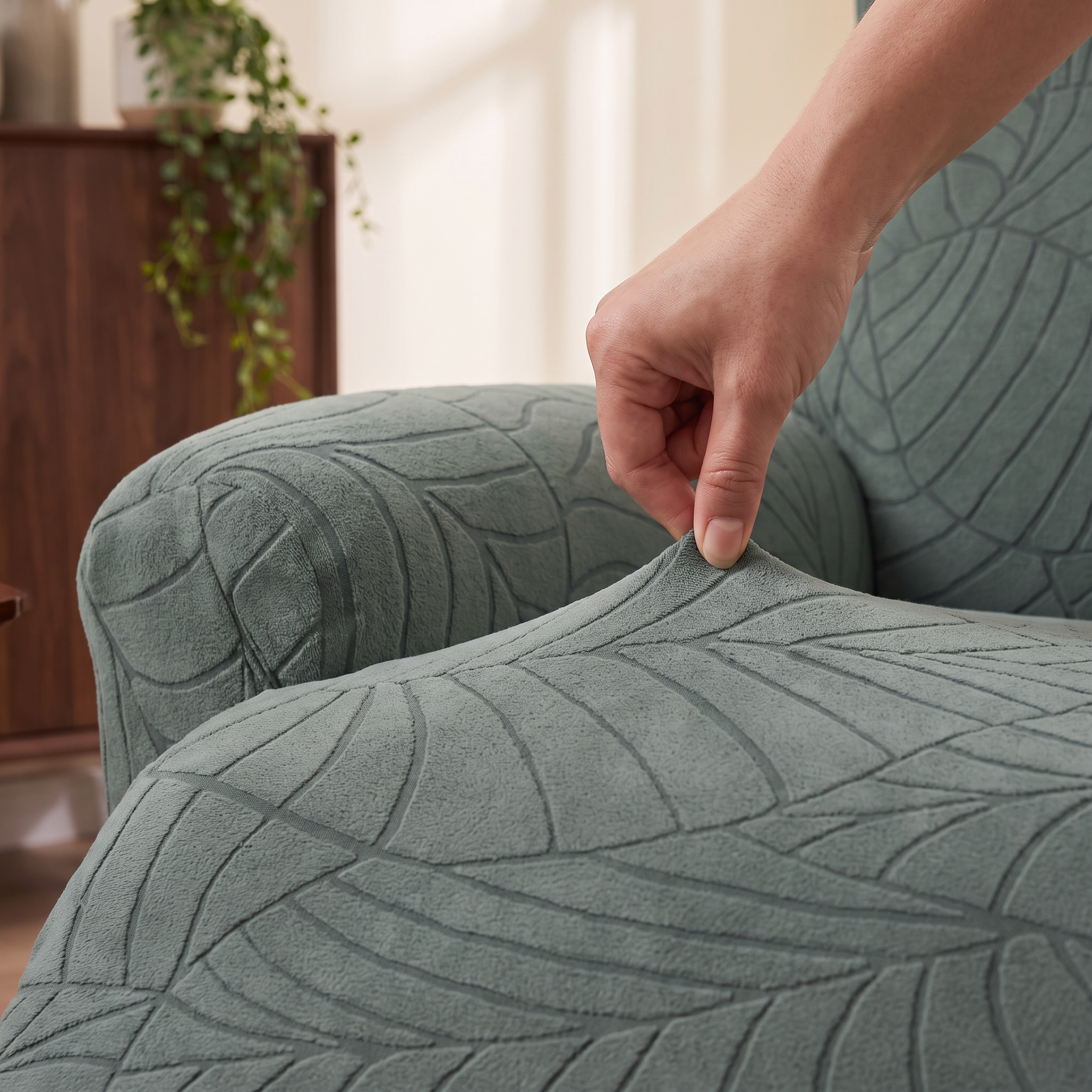 Leaf Jacquard Stretch Recliner Chair Cover