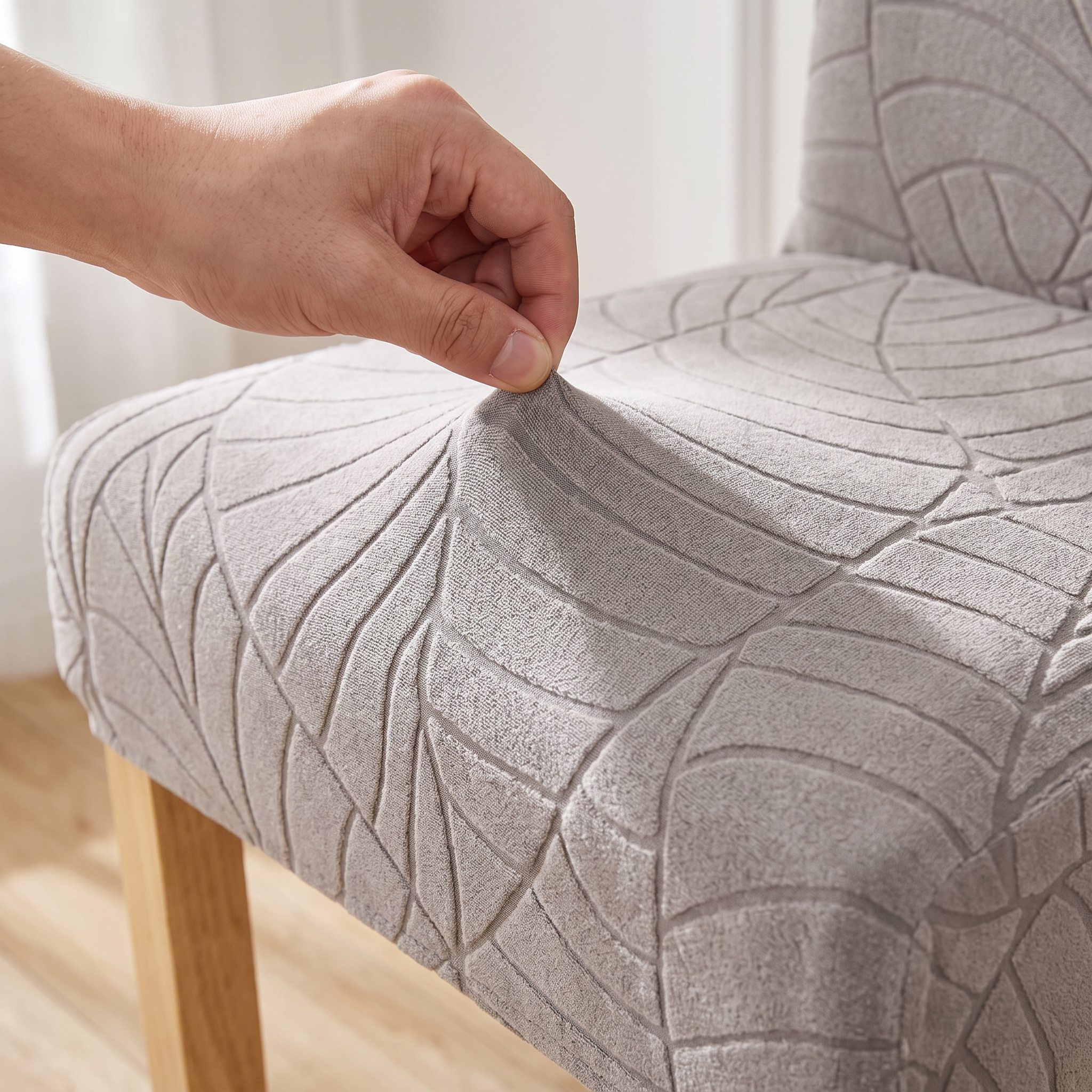 Waterproof Leaf Jacquard Dining Chair Covers