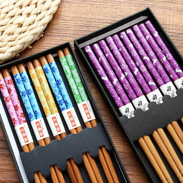 5 Piece Bamboo Chopsticks Gift Set