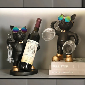 French Bulldog Wine Bottle & Glass Holder Ornament