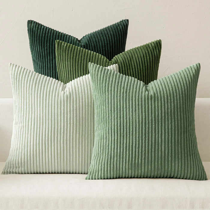 Ribbed Corduroy Throw Pillow Covers, Set of 4 in Forest Green