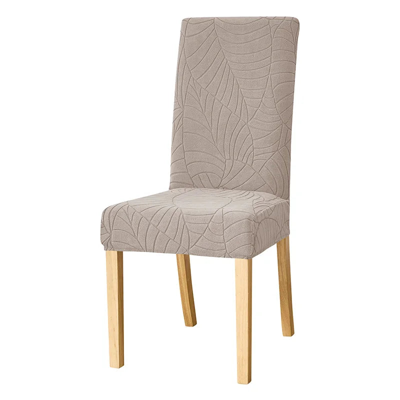 Waterproof Jacquard Dining Chair Cover in Taupe