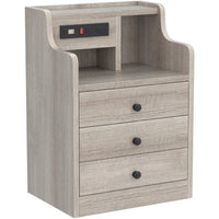 Chic 3 Drawer Nightstand With Charging Station