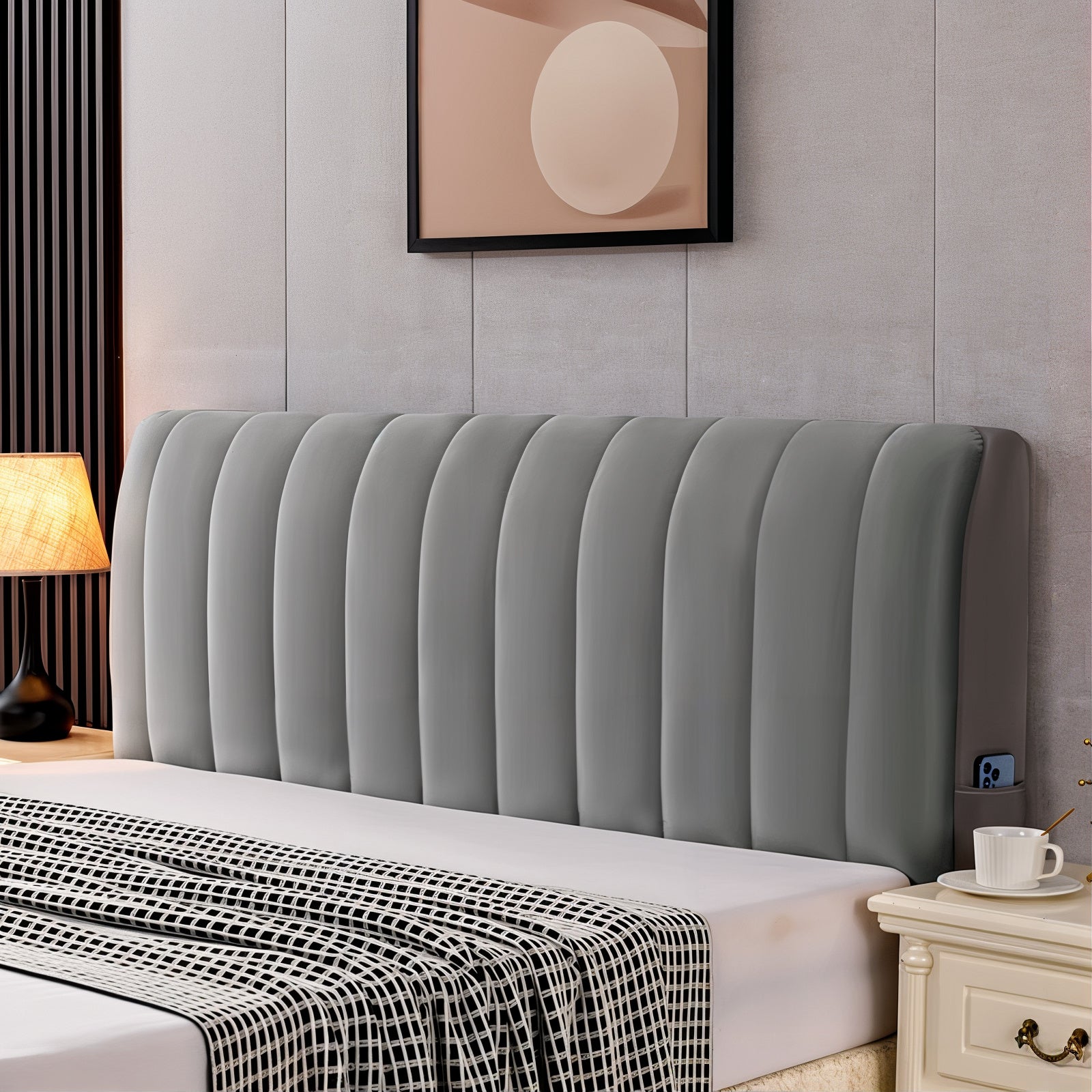 Cover Headboard Rails Premium Padded Headboard Cover - Elastic Slip On Headboard Cover For ...