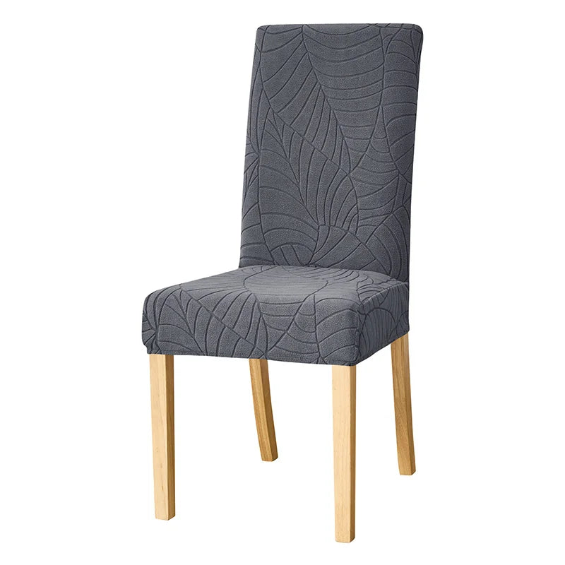 Waterproof Jacquard Dining Chair Cover in Charcoal Gray