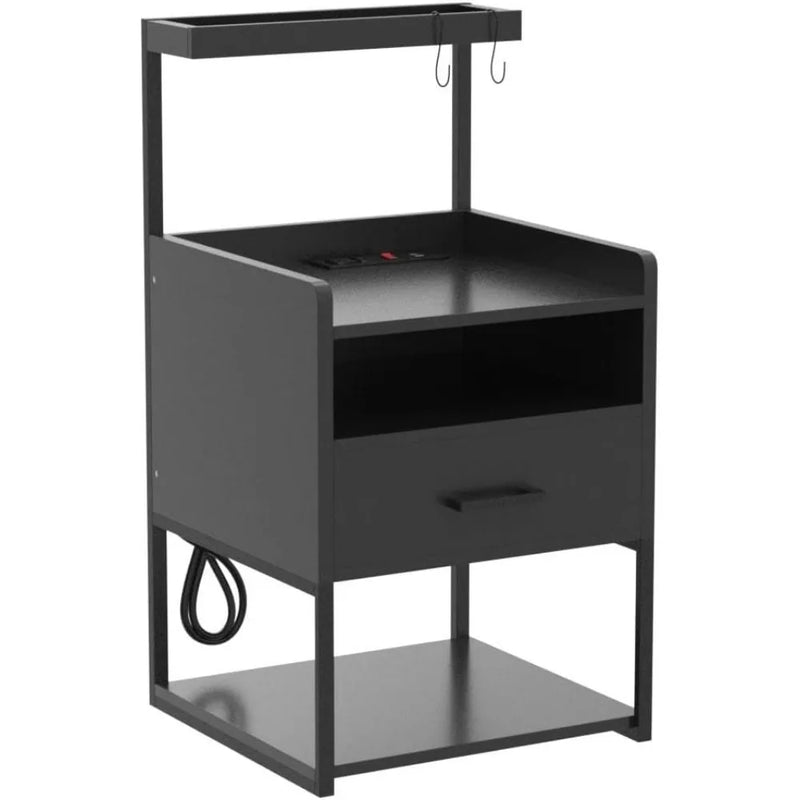 Modern LED Nightstand With Open Storage