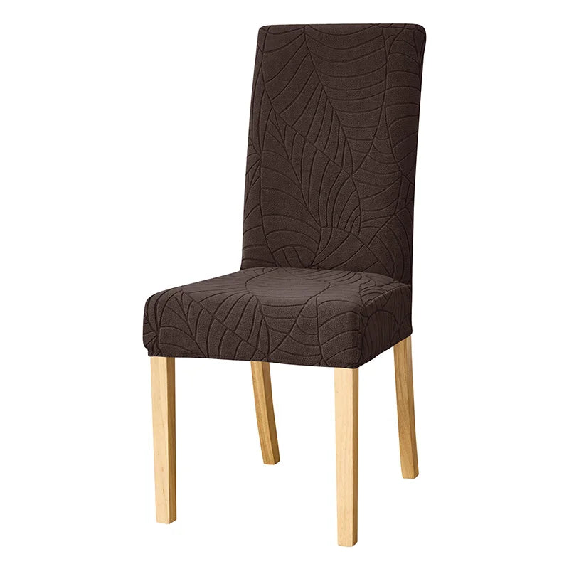 Waterproof Jacquard Dining Chair Cover in Chocolate Brown