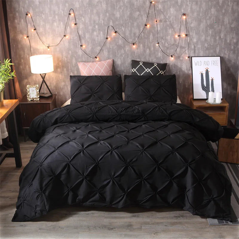 Diamond Pintuck Duvet Cover 3 Piece Bed Set