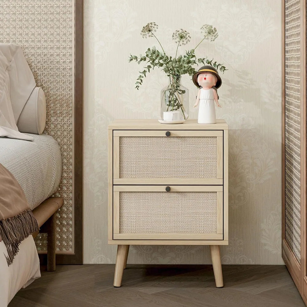 Modern Chic 2 Drawer Wooden Nightstand