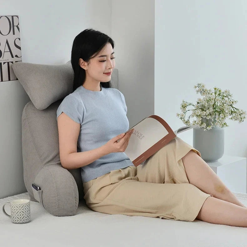 Luxury Corduroy Backrest Pillow With Arms & Removable Headrest