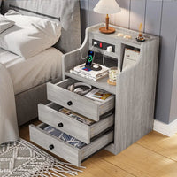 Chic 3 Drawer Nightstand With Charging Station