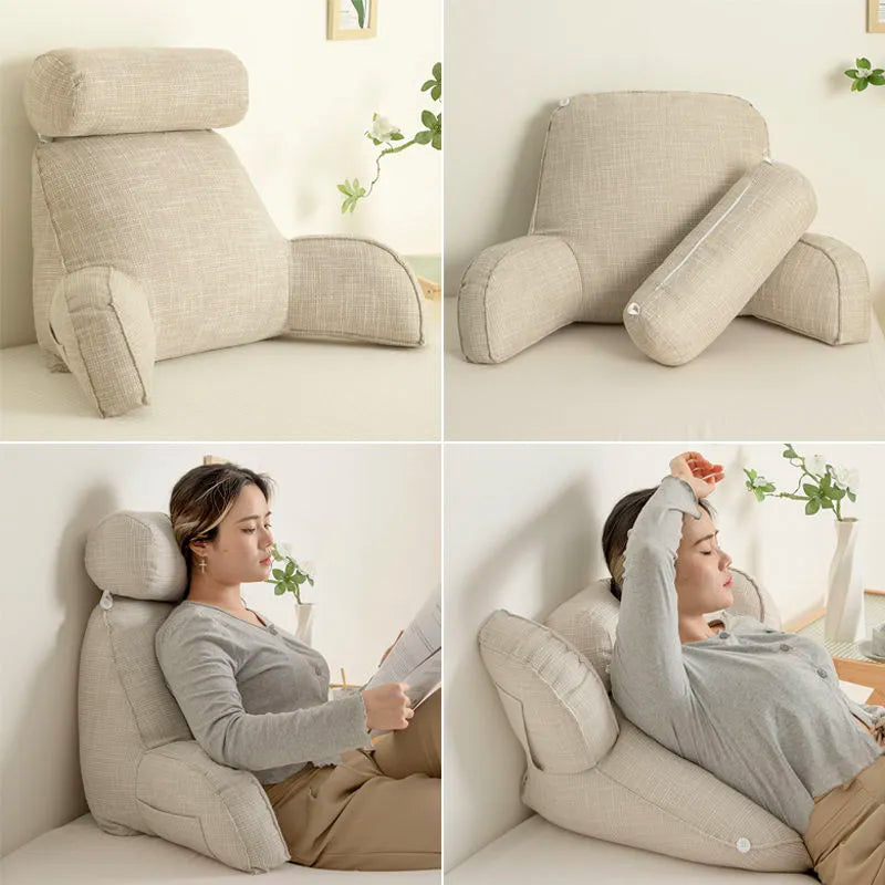Deluxe Backrest Pillow Lumbar Support Husband Pillow With Arms