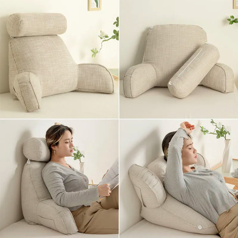 Deluxe Backrest Pillow With Arms & Adjustable Headrest