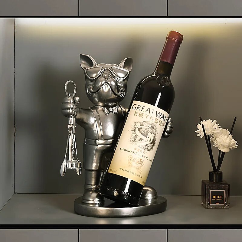French Bulldog Wine Bottle & Glass Holder Ornament