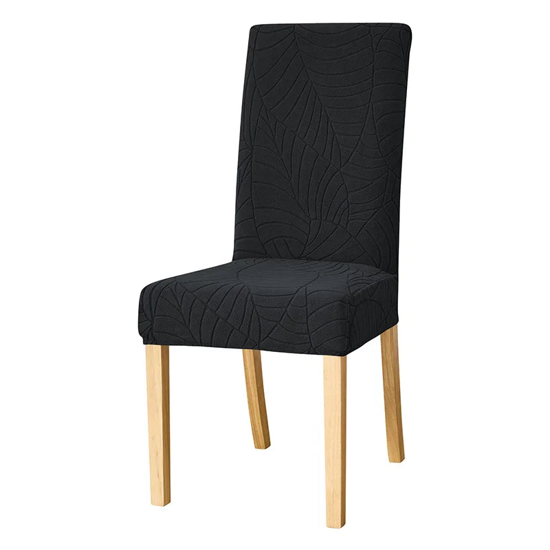 Waterproof Jacquard Dining Chair Cover in Black