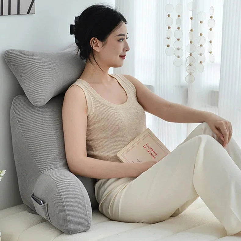 Luxury Corduroy Backrest Pillow With Arms & Removable Headrest