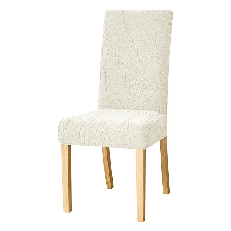 Waterproof Jacquard Dining Chair Cover in Cream