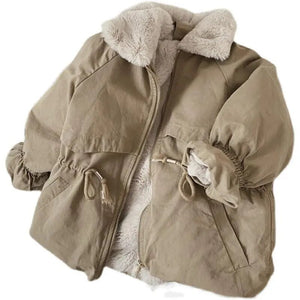 Children's Fur Lined Khaki Coat