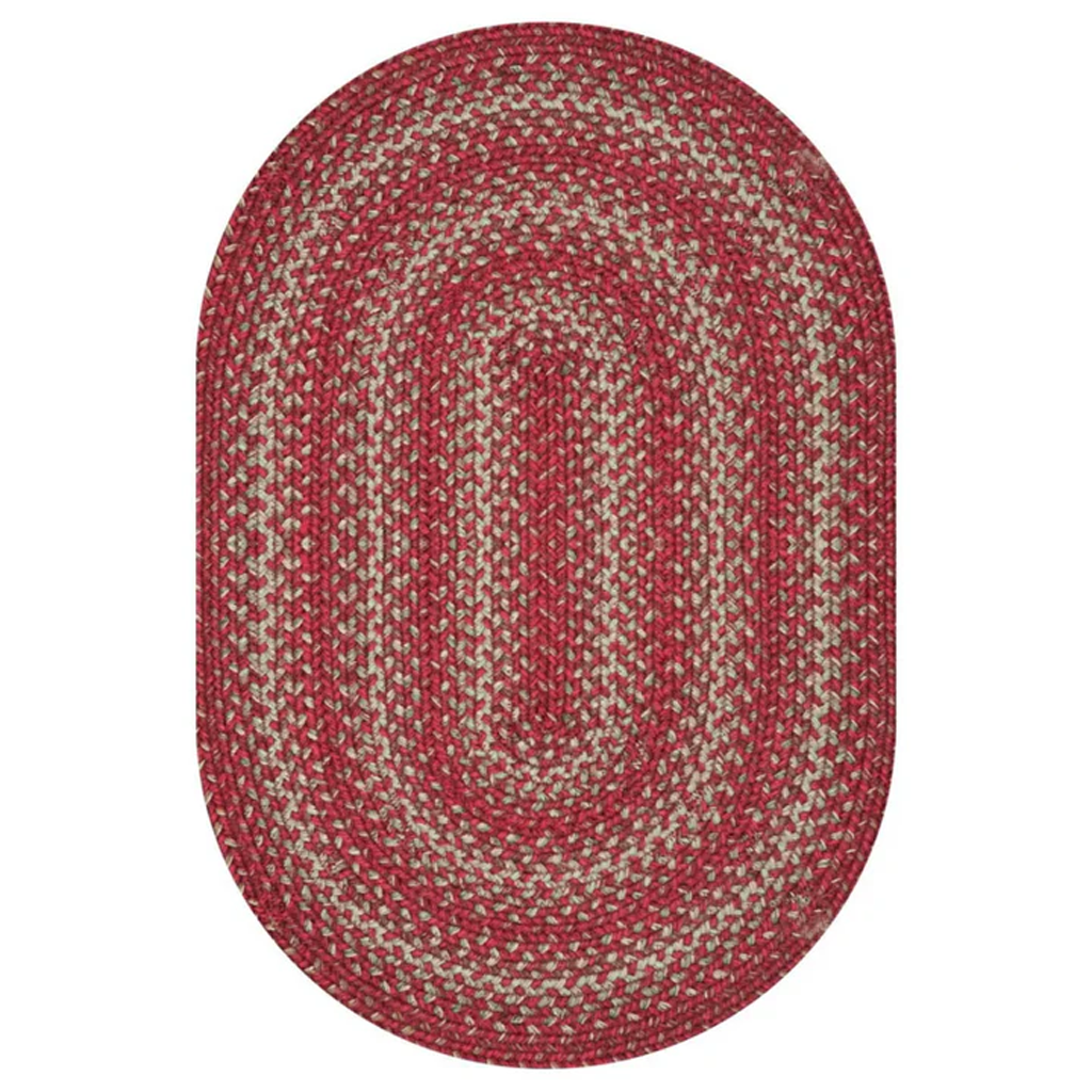 Apple Red Braided Oval Jute Rug