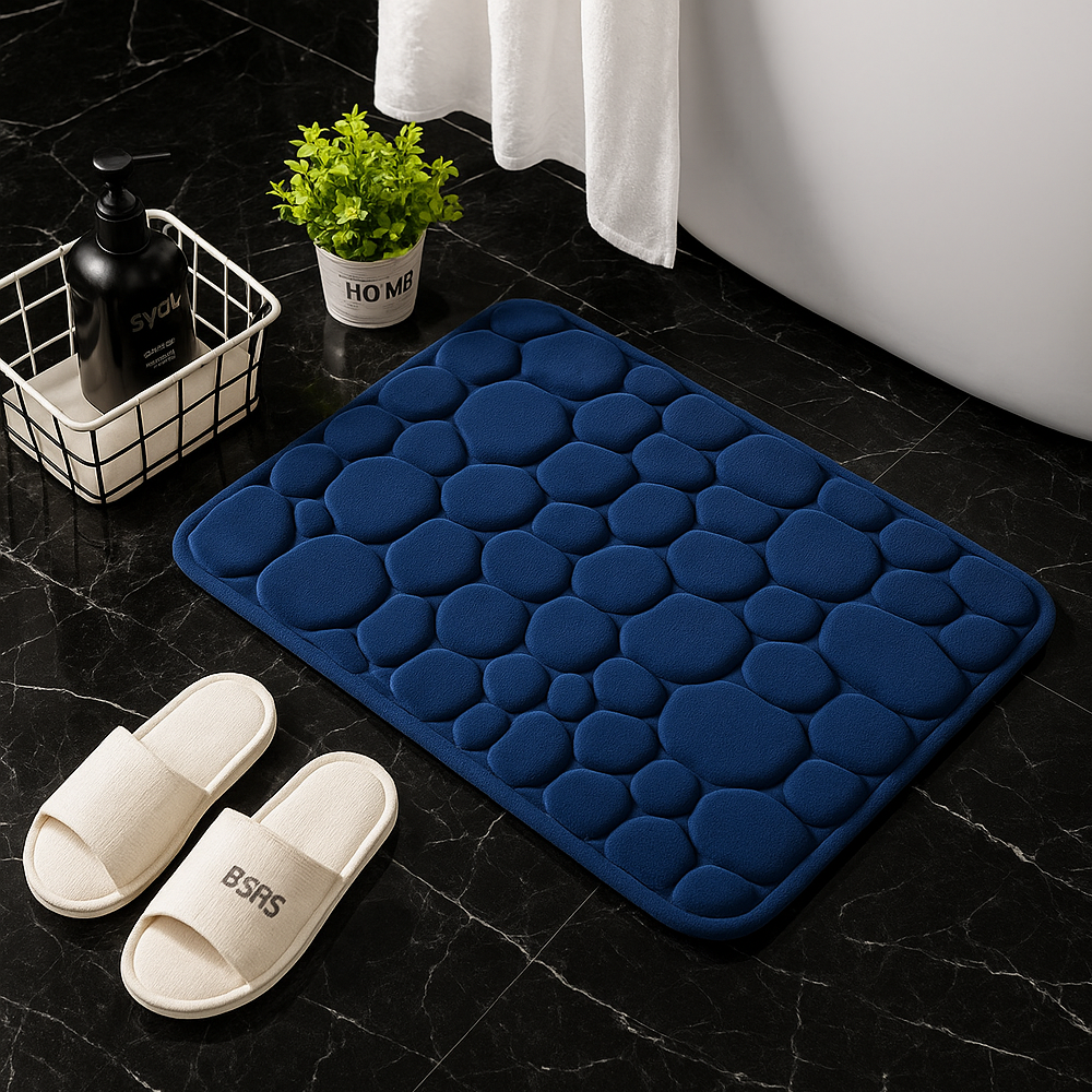 Embossed Cobblestone Memory Foam Non-slip Bathmat