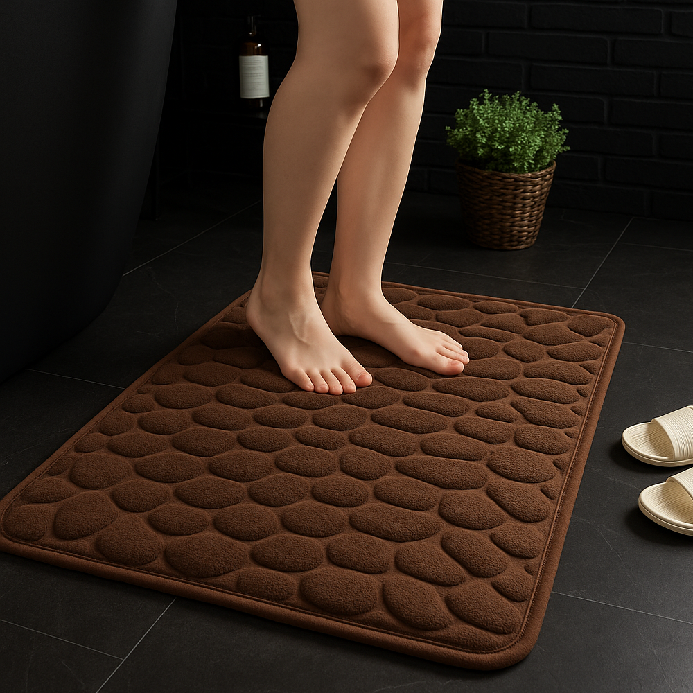 Embossed Cobblestone Memory Foam Non-slip Bathmat