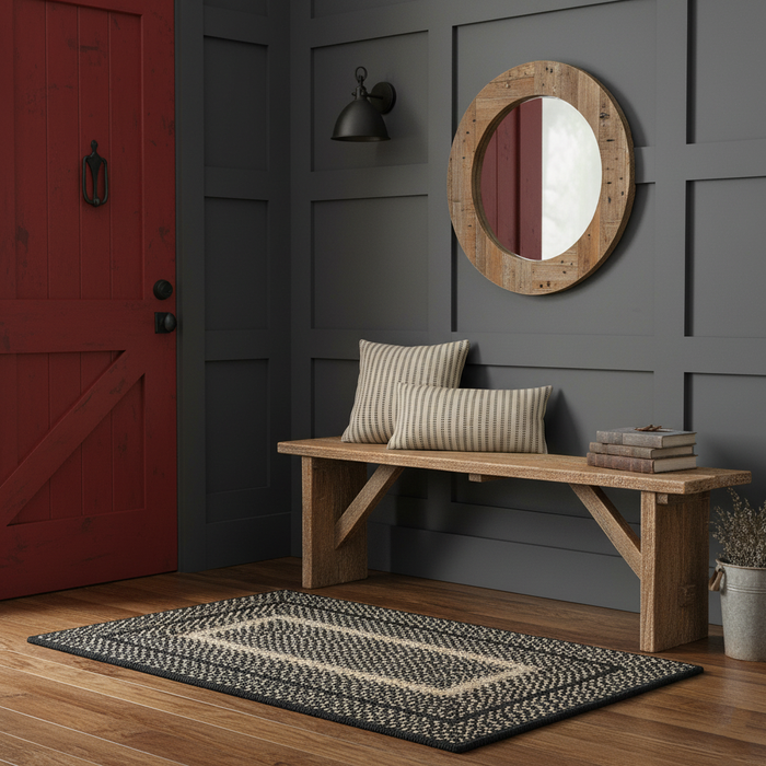 Charcoal Natural Braided Jute Accent Rug