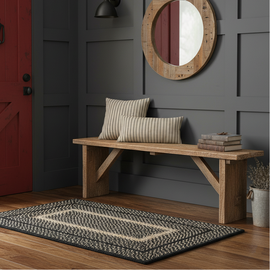 Charcoal Natural Braided Jute Accent Rug