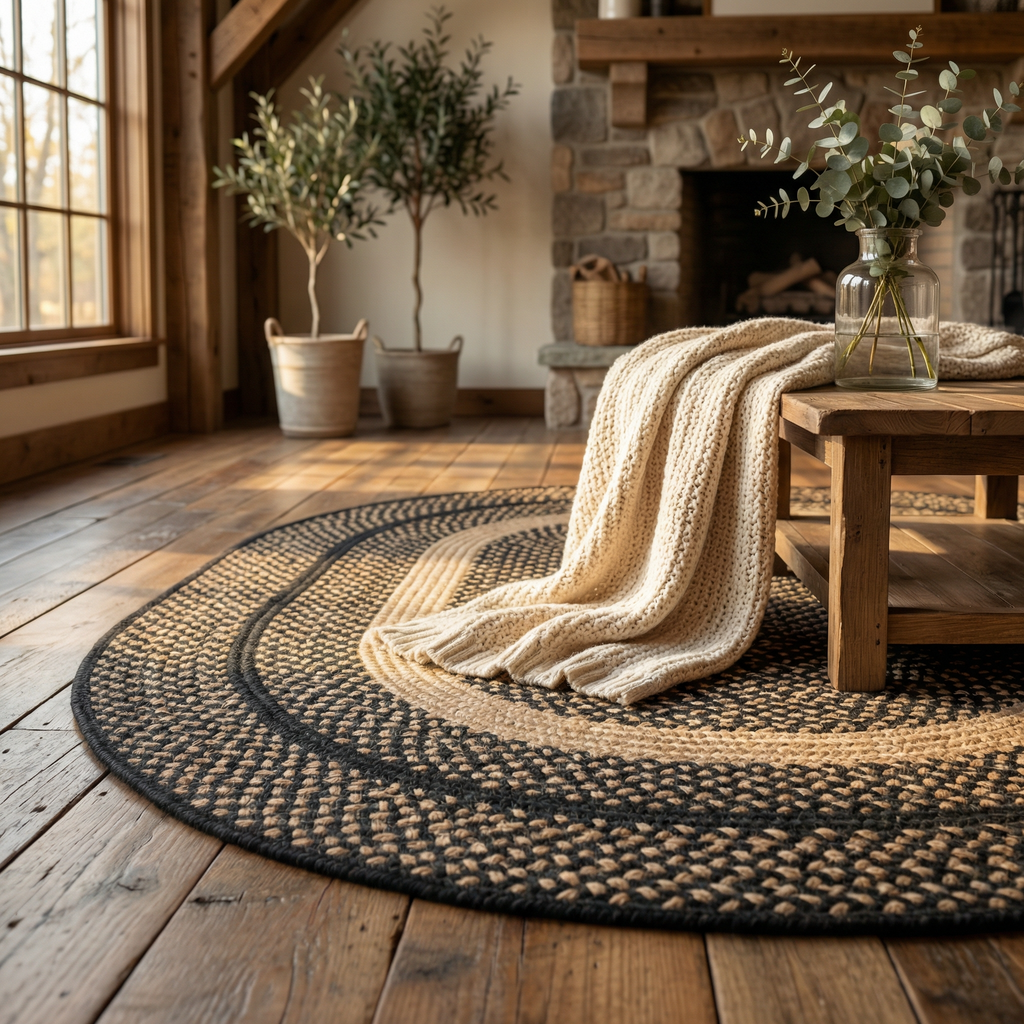 Charcoal Oval Jute Rug - Durable Area Rugs - Living Room Rug - Entryway ...