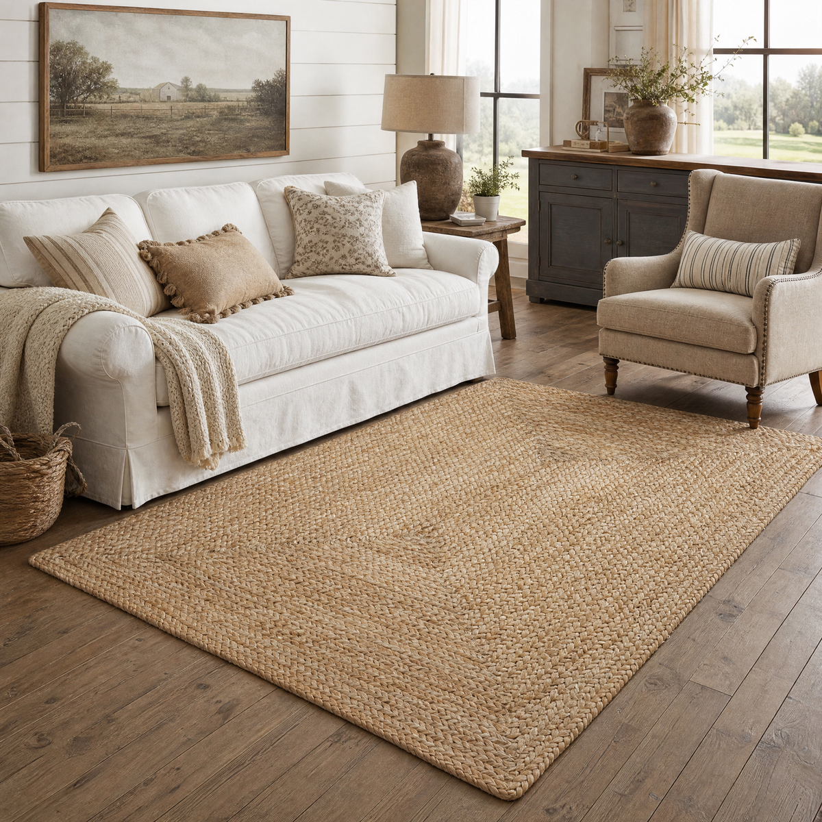 George Premium Hand Spun Jute Braided Area Rug - Superior Golden Tone