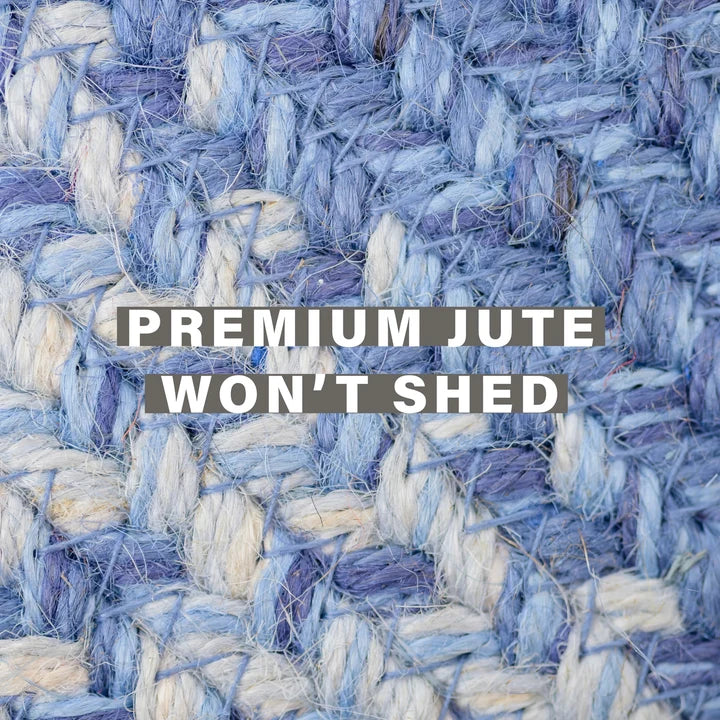 Round 6' Denim Blue Braided Jute Rug