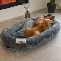 Luxury Giant Human Dog Bed With Matching Blanket & Pillow