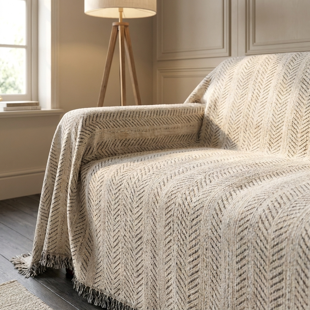Herringbone Sofa Cover - Universal Fit For Sofas & Sectionals