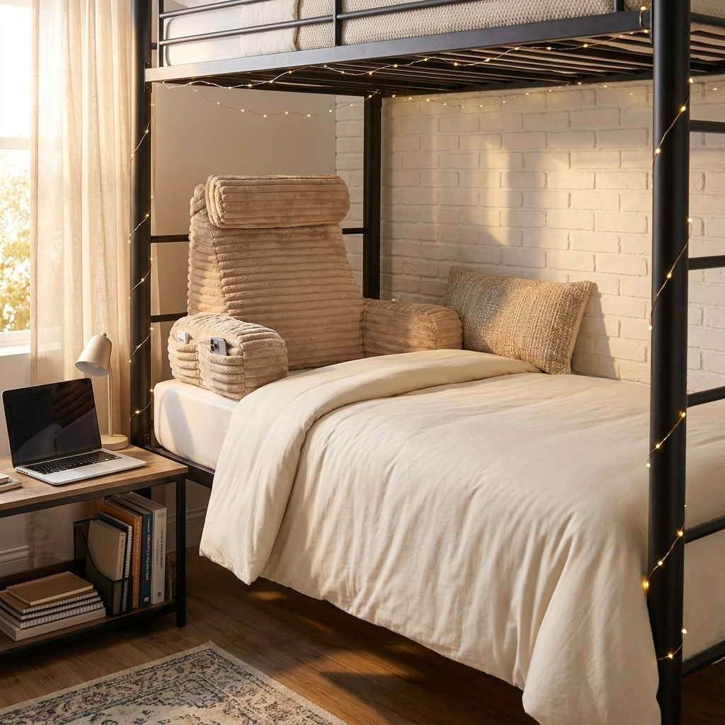 Rückenlehnenkissen mit Armlehnen und verstellbarer Kopfstütze