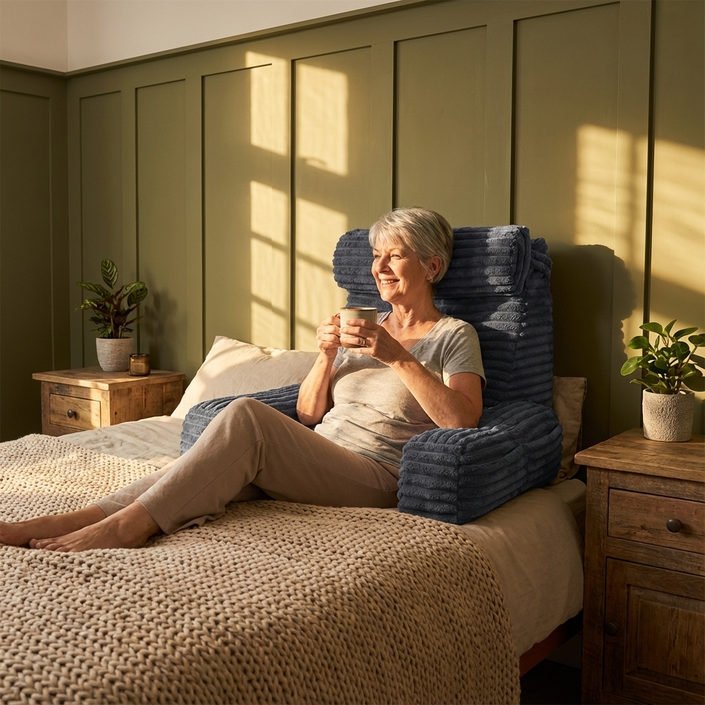 Rugleuningkussen met armleuningen en verstelbare hoofdsteun