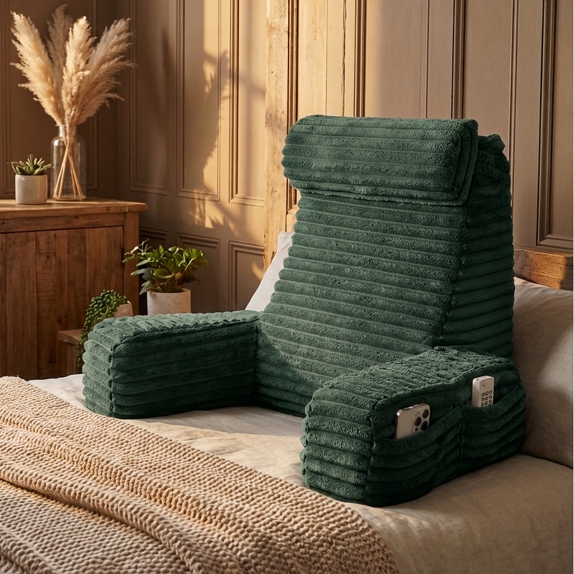 Luxury Backrest Pillow With Arms & Adjustable Headrest