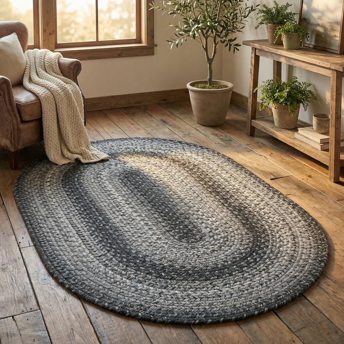 Flint Gray Braided Oval Jute Rug
