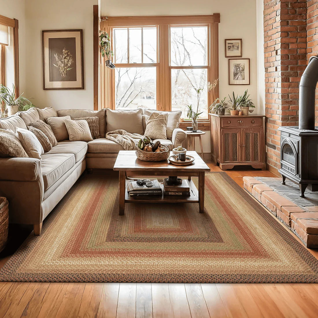 Gingerbread Multi Braided Jute Rug