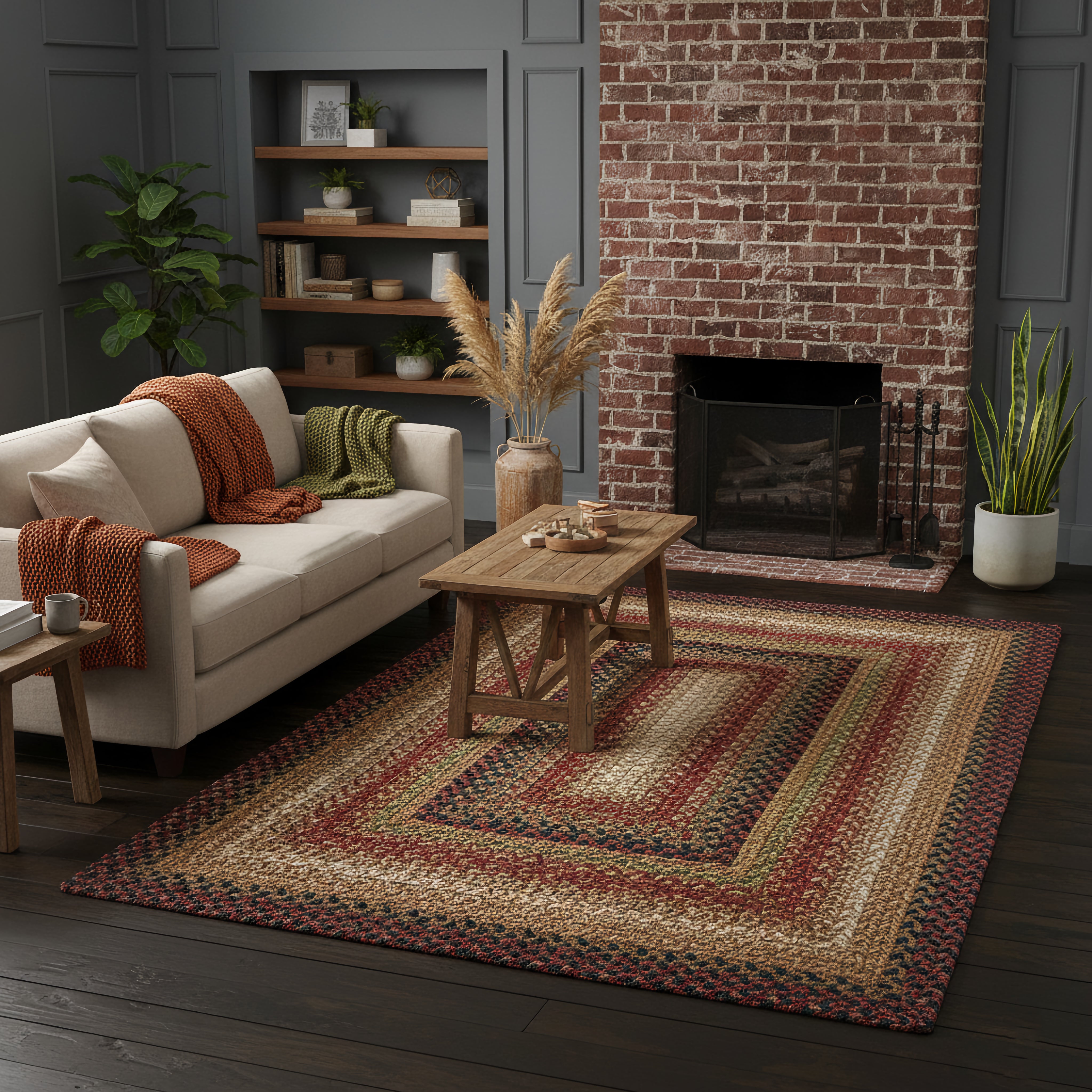 Gingerbread Multi Braided Jute Rug