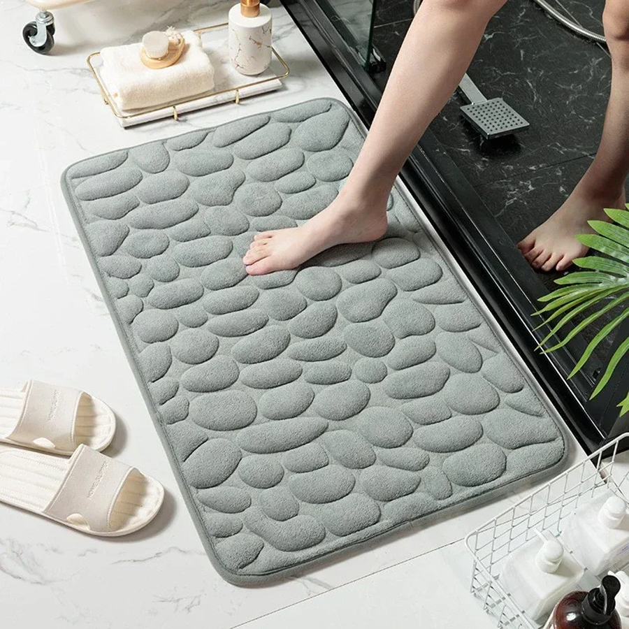 Embossed Cobblestone Memory Foam Non-slip Bathmat