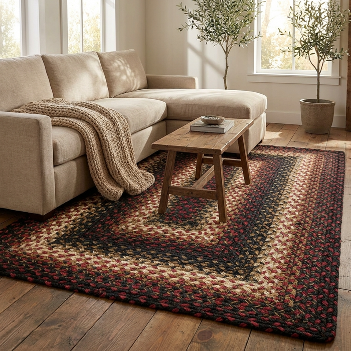 Harvest Red Multi Braided Jute Rug