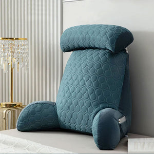 Quilted Backrest Pillow With Arms & Adjustable Headrest
