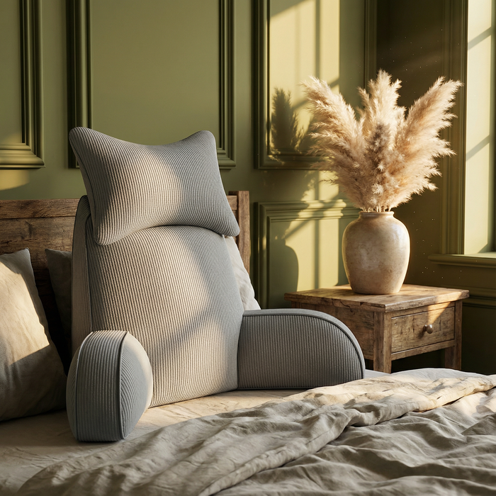 Luxury Corduroy Backrest Pillow With Arms & Removable Headrest