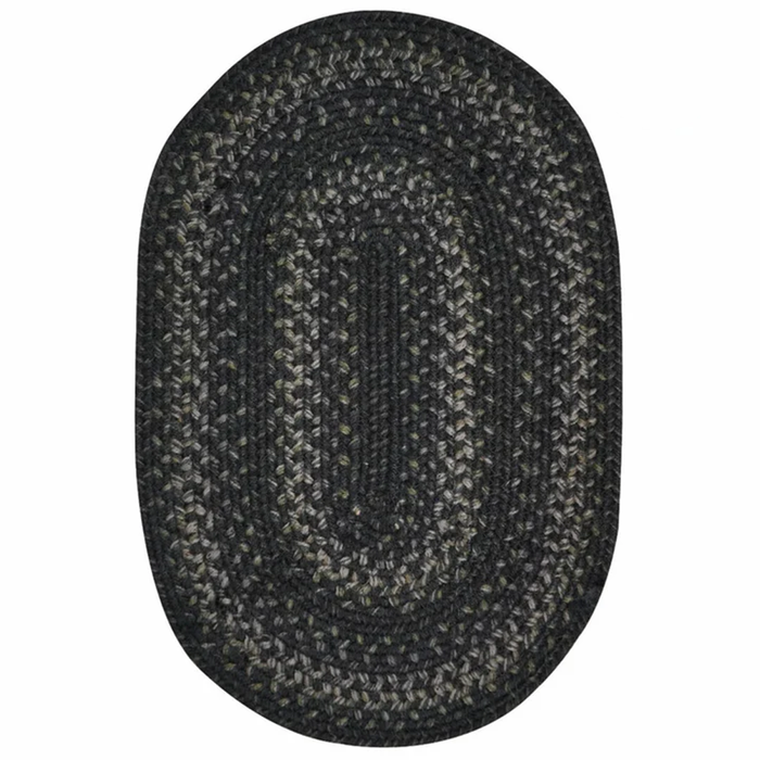 Jet Black Braided Oval Jute Rug