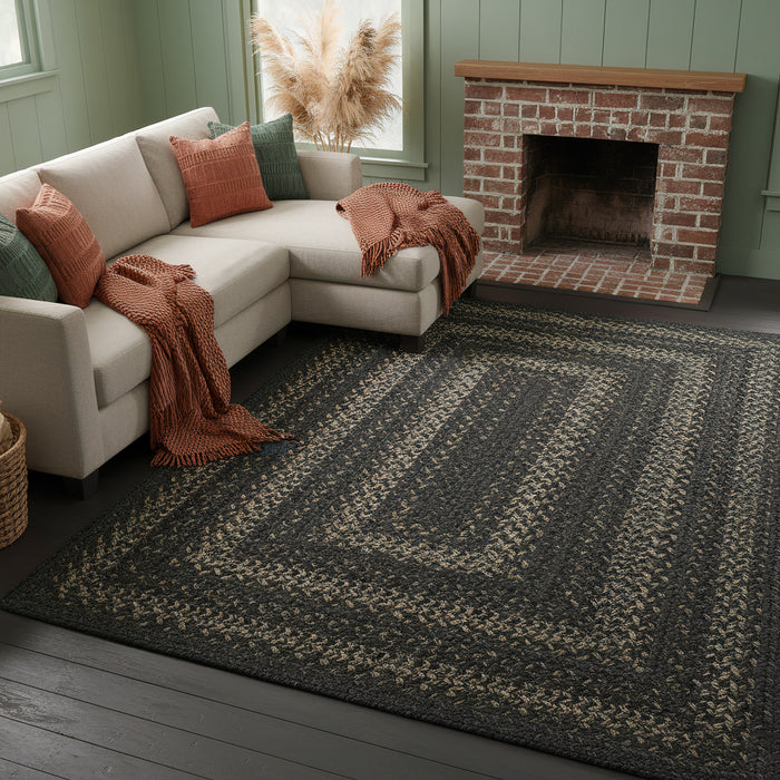 Jet Black Braided Jute Rug