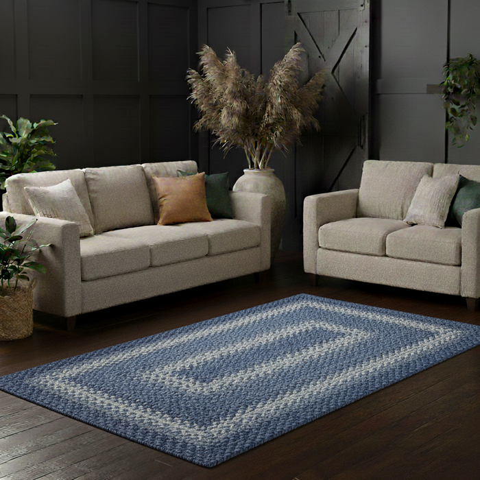 Denim Blue Braided Jute Rug