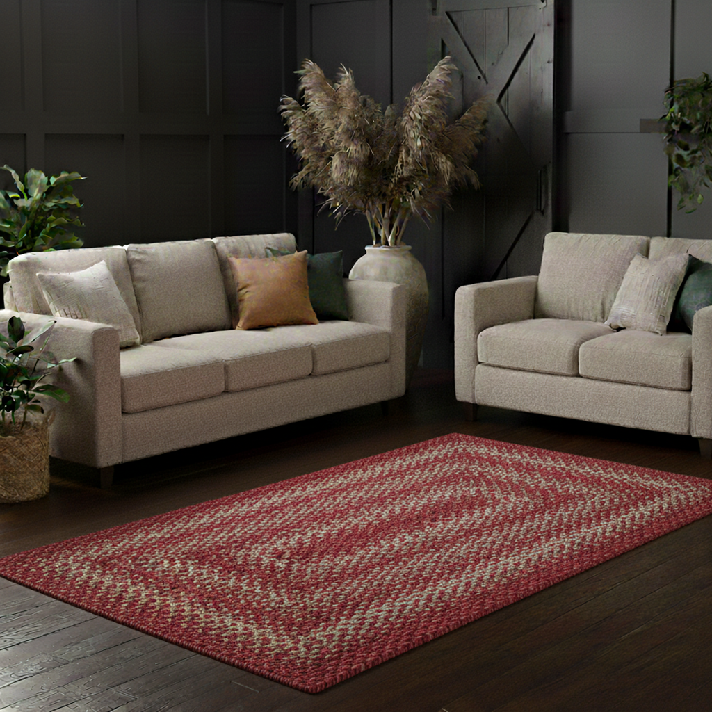 Apple Red Braided Jute Rug